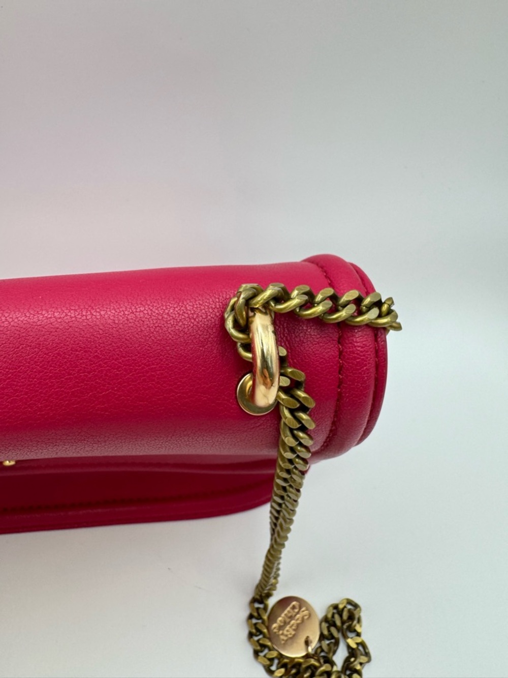 See By Chloe Lois Leather Crossbody Bag Raspberry Pink Gold Chain Turnlock - Picture 4 of 8